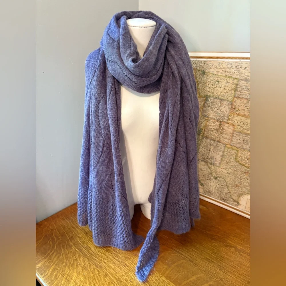 Nardi & Tagliaferri Luxury Mohair Wool Blend Scarf 28”x 84” Shawl Wrap - Picture 1 of 16